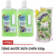 [COMBO] 2 Nước lau sàn Sunlight chai 1kg TẶNG Lau sàn 550g
